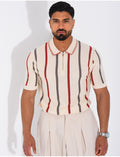 Polo rayé col zippé