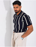 Polo rayé col zippé