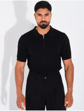 Polo texturé à zip