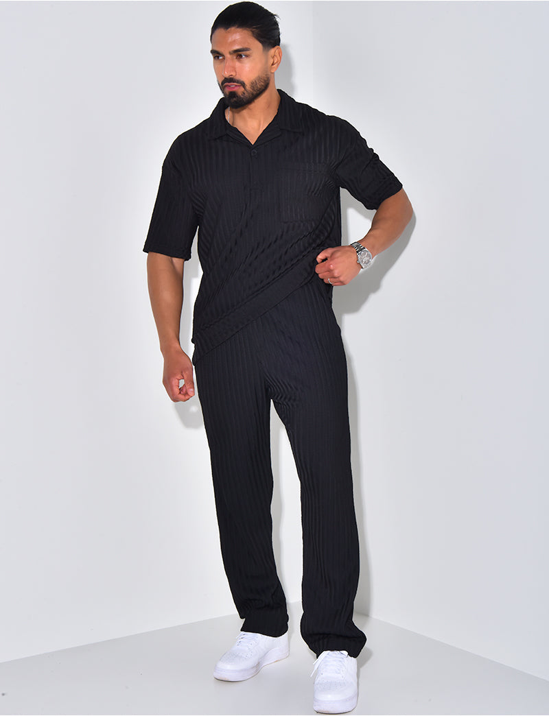 Ensemble pantalon et polo texturé