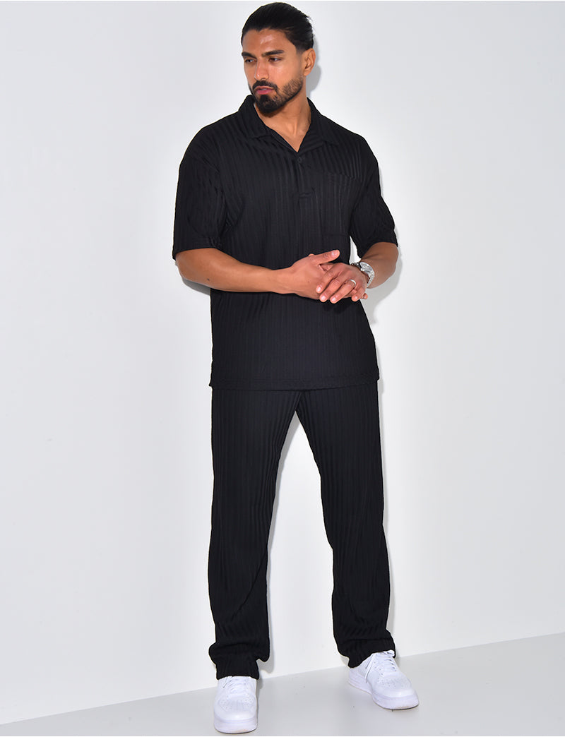 Ensemble pantalon et polo texturé