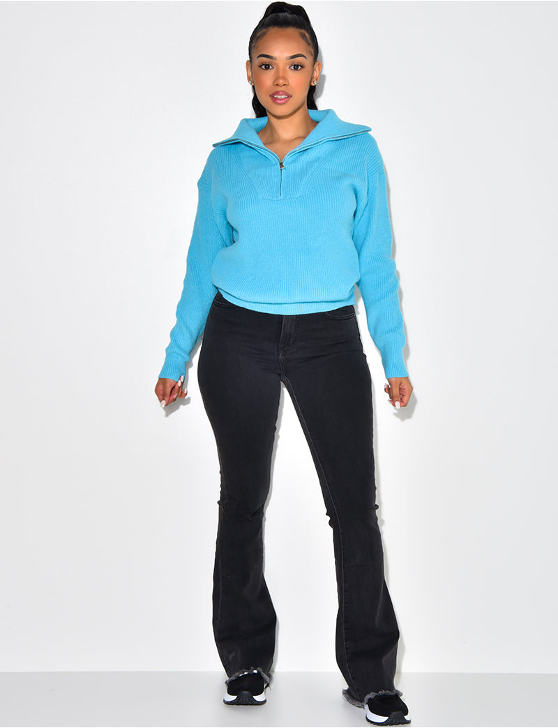 Pull oversize à col zippé