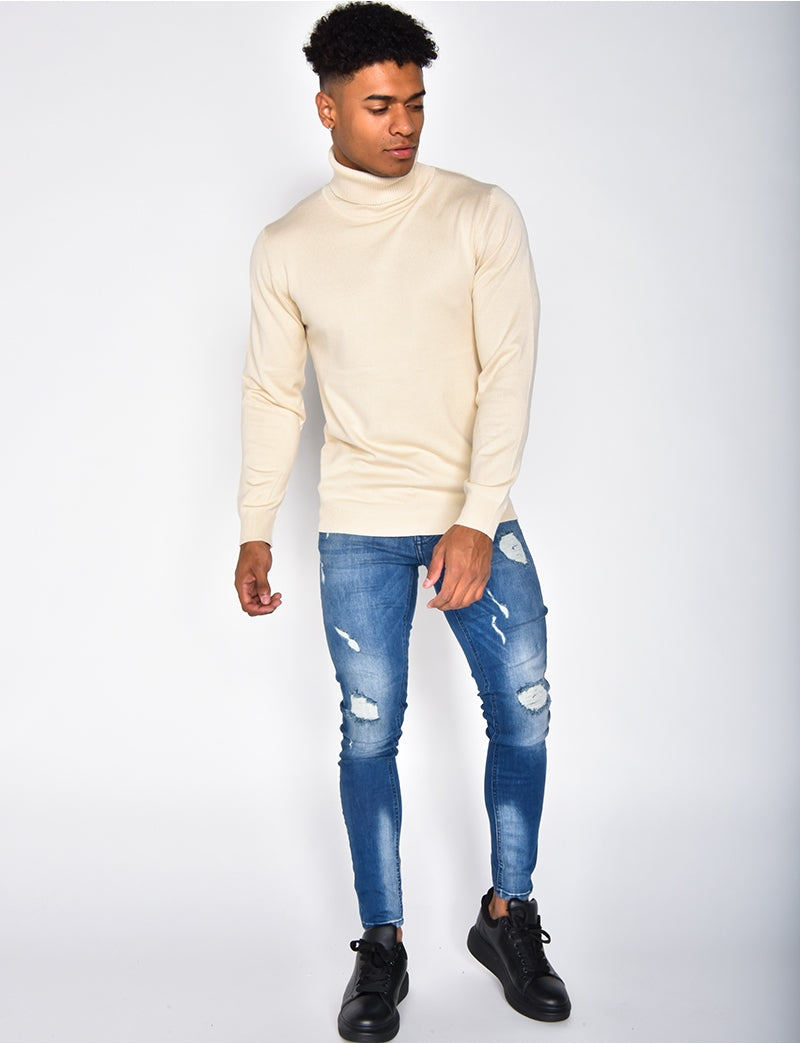 Pull col roulé