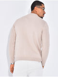 Pull côtelé à col zippé