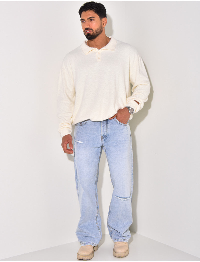 Pull doux avec col à boutons