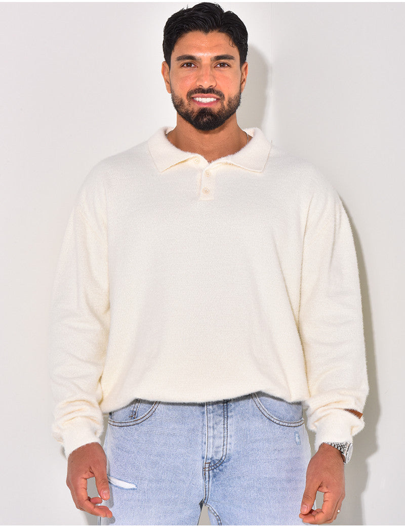 Pull doux avec col à boutons