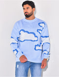 Pull en laine à motif nuages