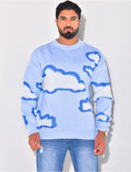 Pull en laine à motif nuages