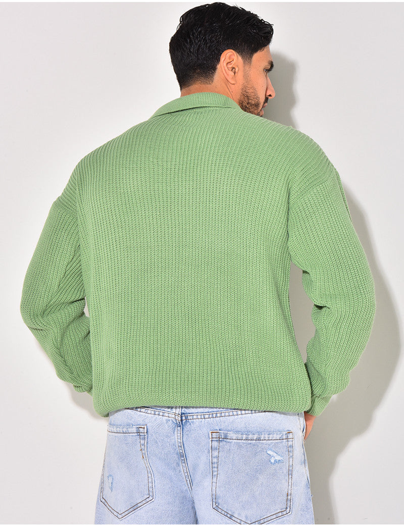 Pull en laine avec col à boutons