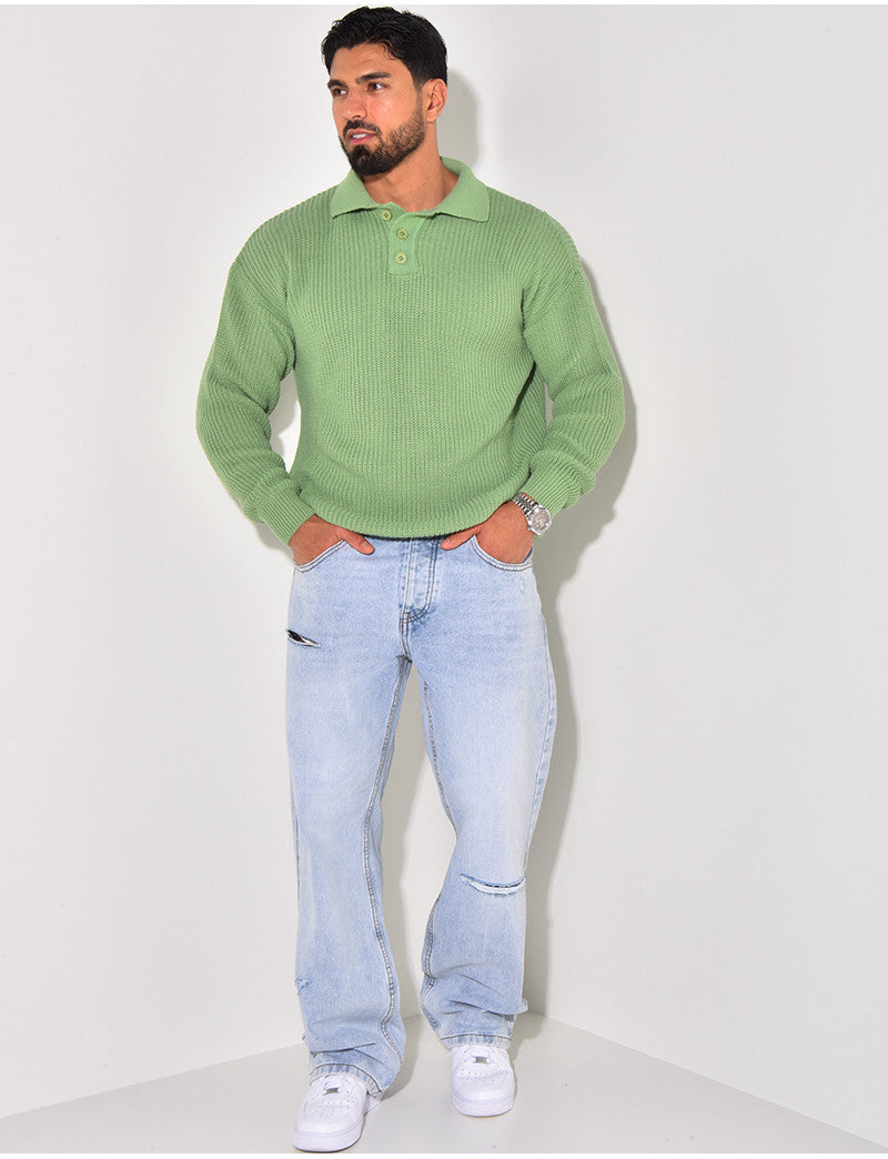 Pull en laine avec col à boutons