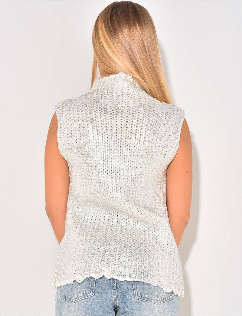 Pull col montant en laine métallisé