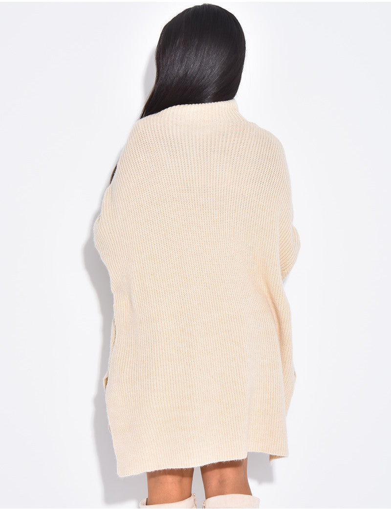 Pull oversize col montant en maille épaisse