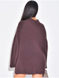 Pull long en maille épaisse à col montant