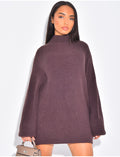 Pull long en maille épaisse à col montant
