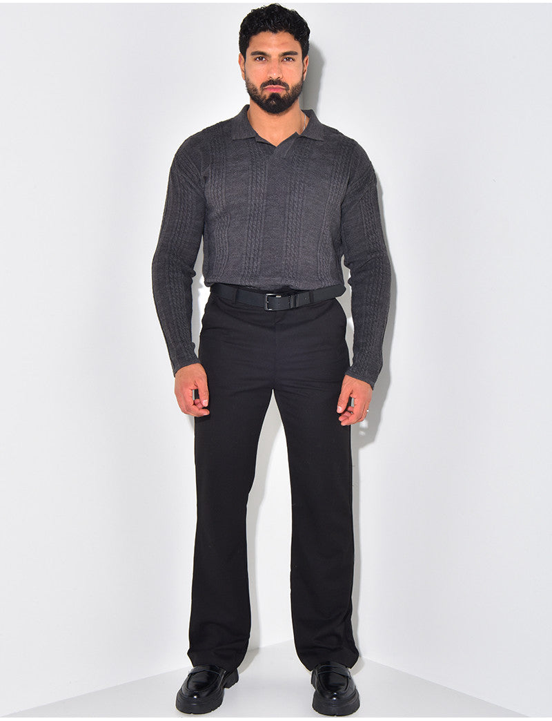 Pull fin à col et motifs