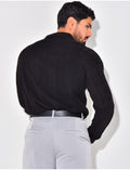 Pull fin à col et motifs
