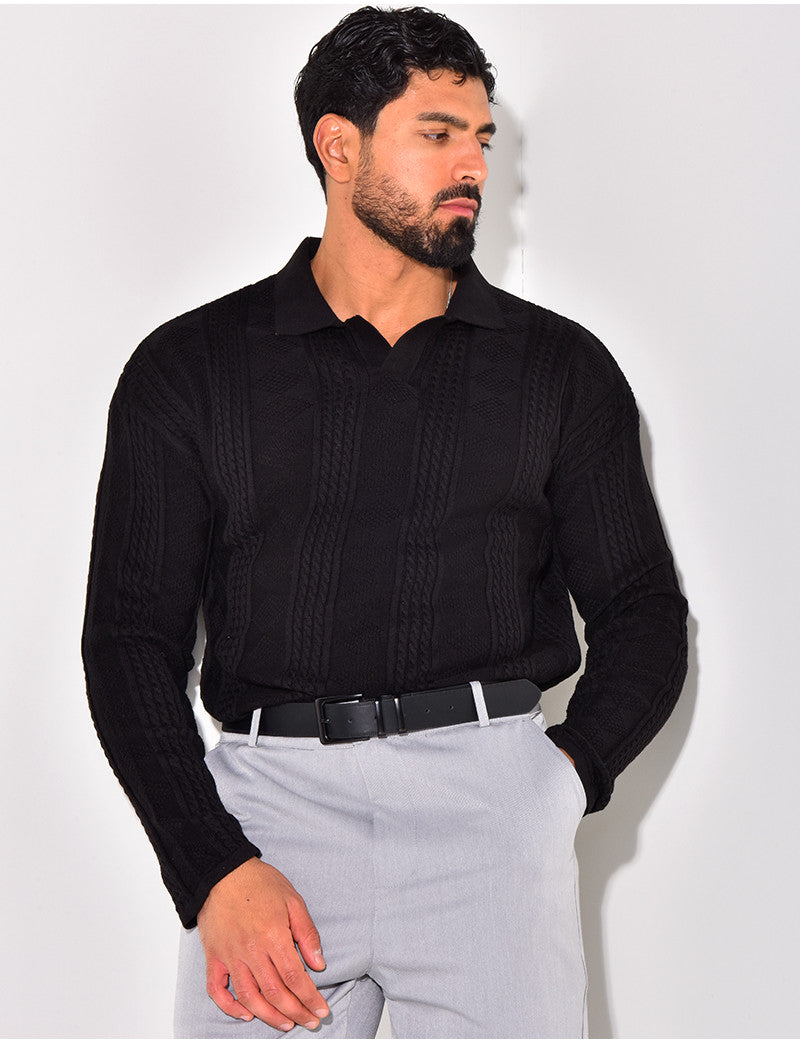Pull fin à col et motifs
