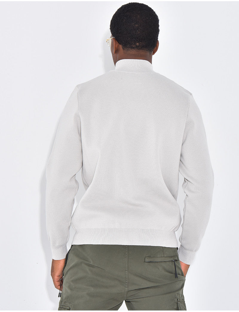 Pull fin à col zippé