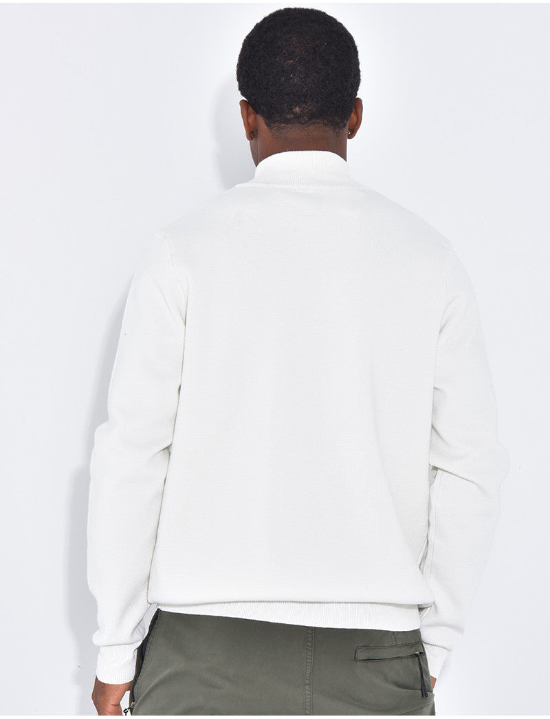 Pull fin à col zippé