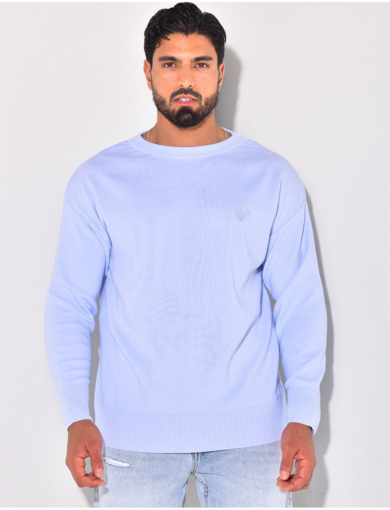 Pull fin à motifs coeur