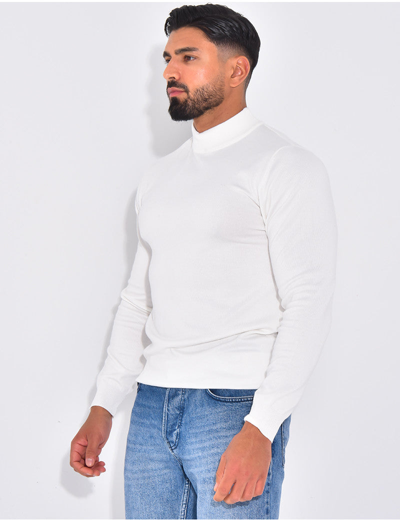 Pull fin à petit col