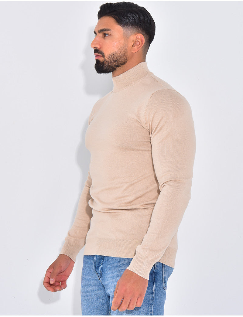 Pull fin à petit col