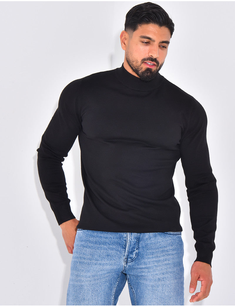 Pull fin à petit col