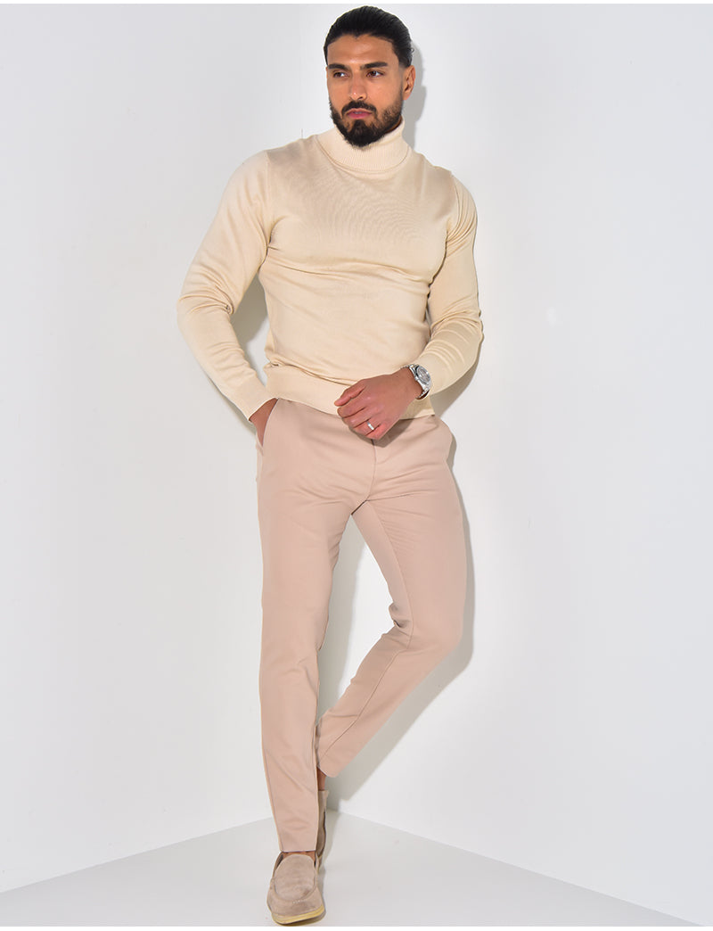 Pull fin col roulé