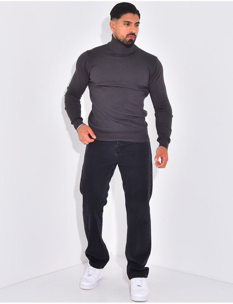 Pull fin col roulé