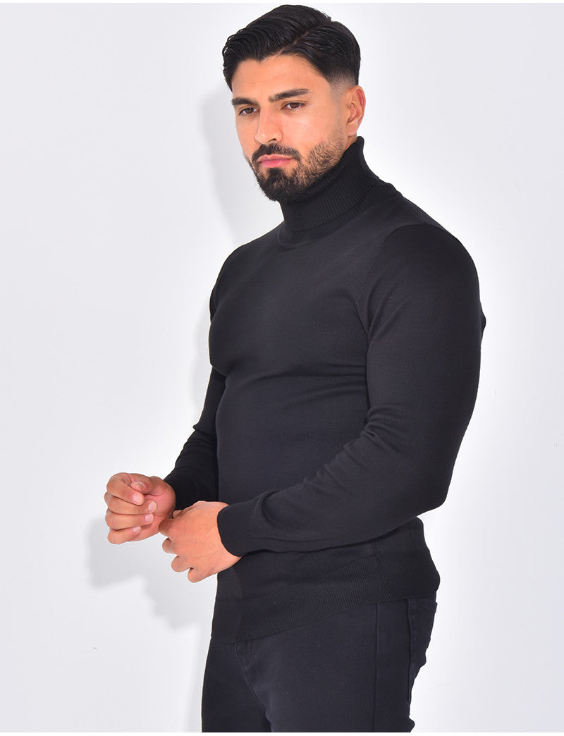 Pull fin col roulé