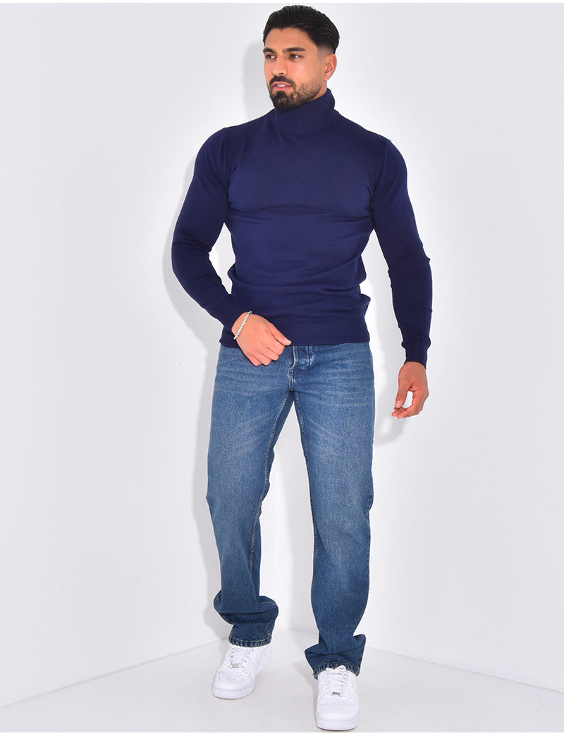 Pull fin col roulé