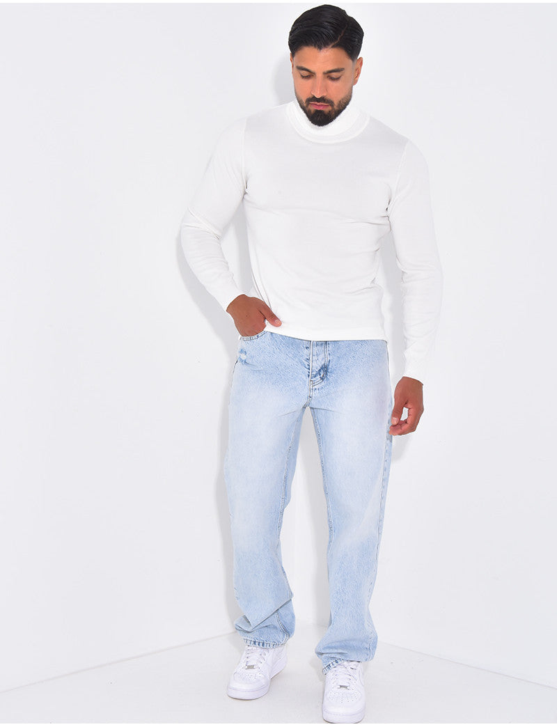 Pull fin col roulé