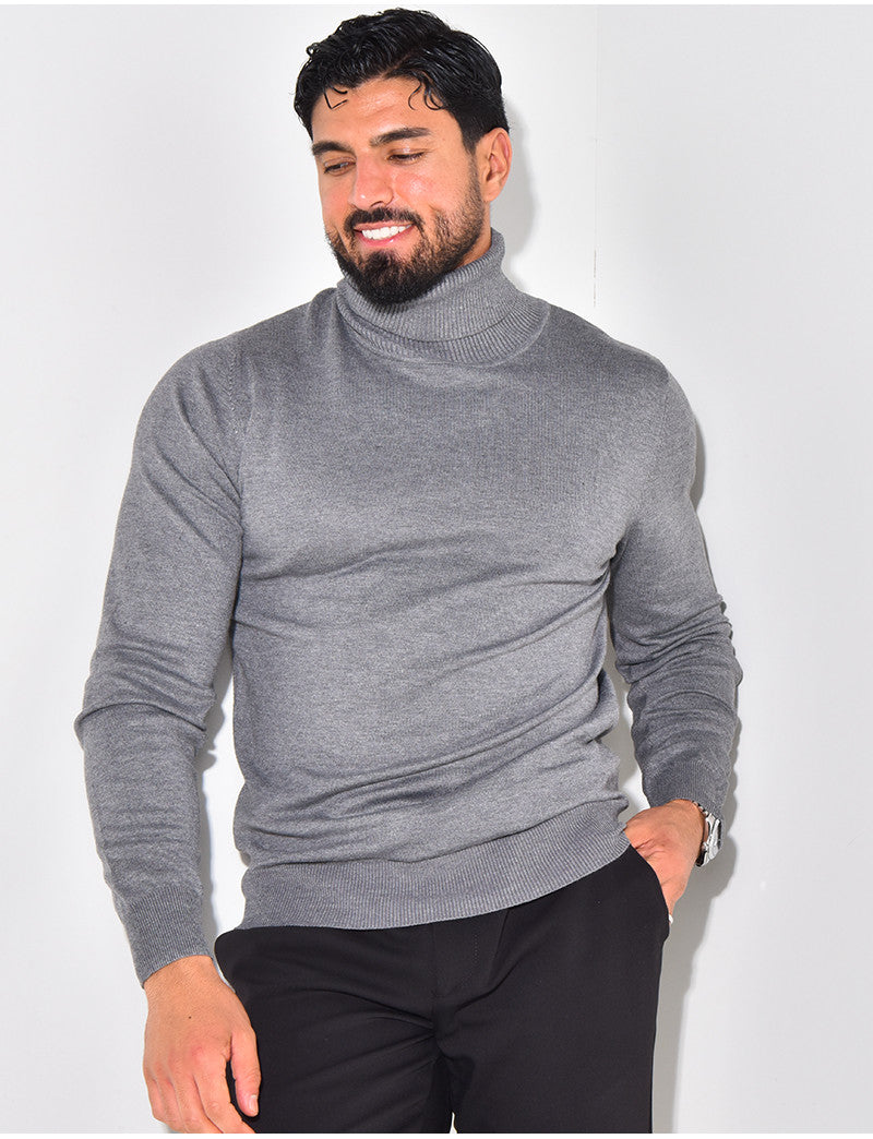 Pull fin col roulé