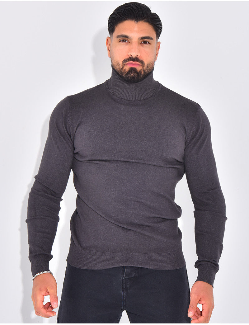 Pull fin col roulé