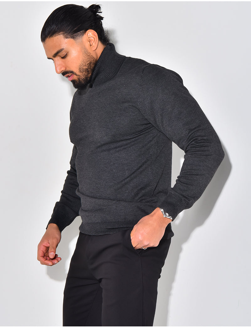 Pull fin col roulé