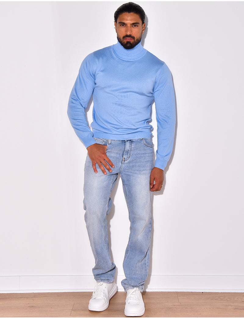 Pull fin col roulé