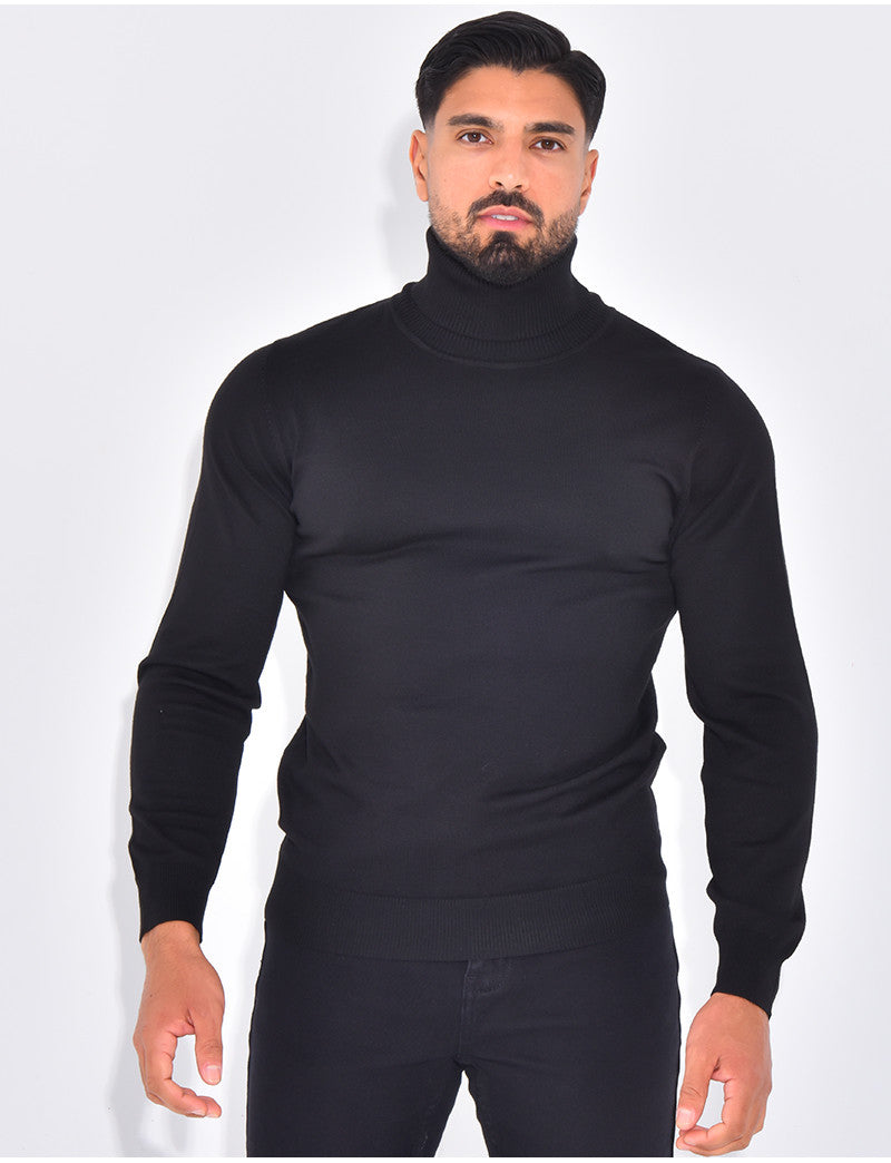 Pull fin col roulé