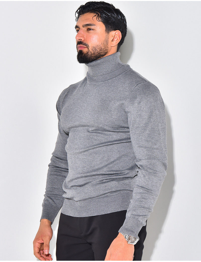 Pull fin col roulé