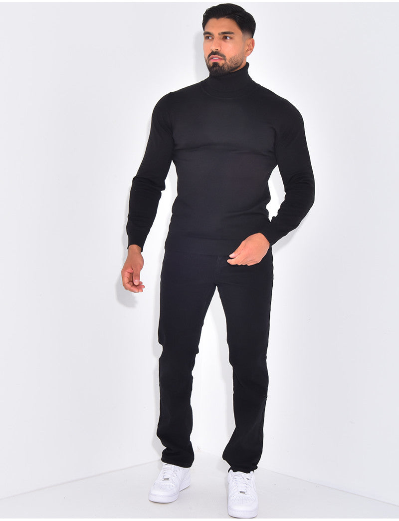 Pull fin col roulé
