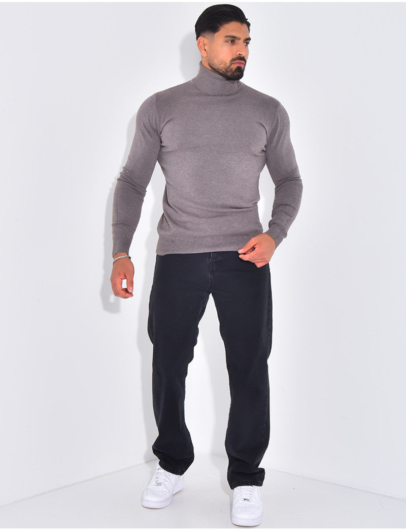 Pull fin col roulé