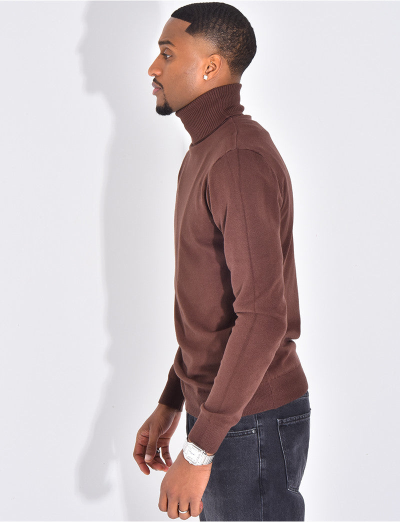 Pull fin col roulé
