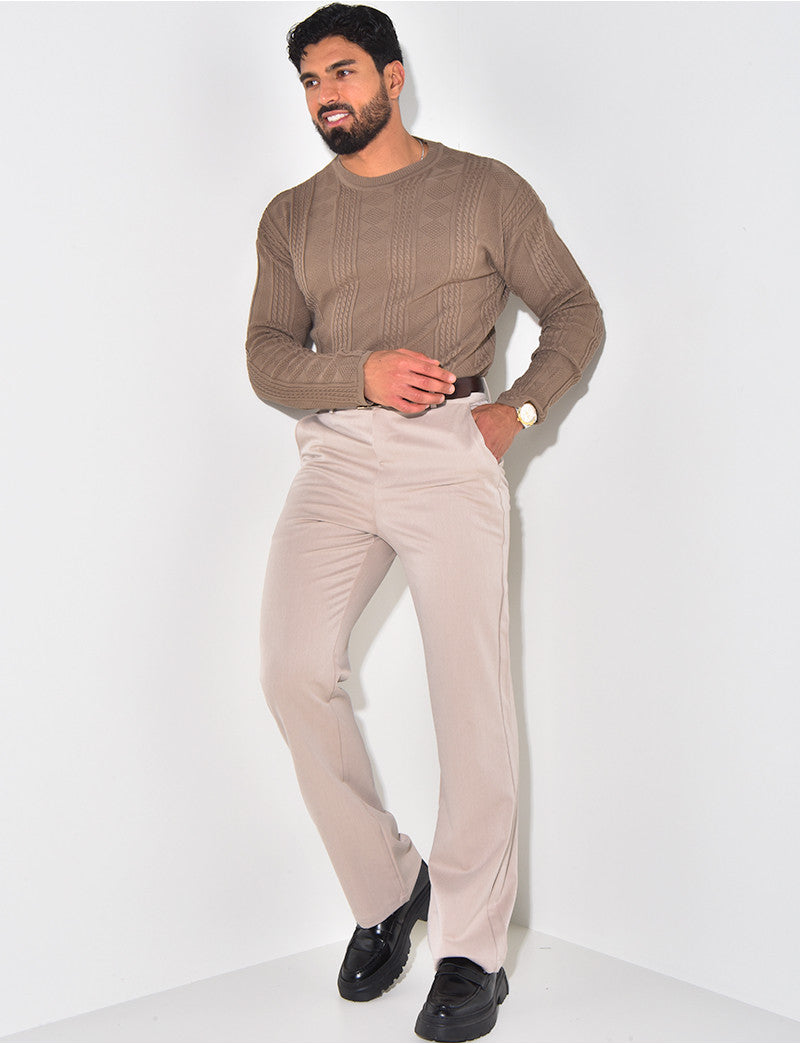 Pull fin en laine à motifs