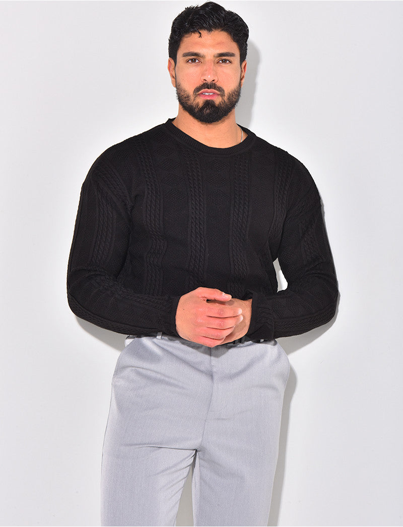 Pull fin en laine à motifs