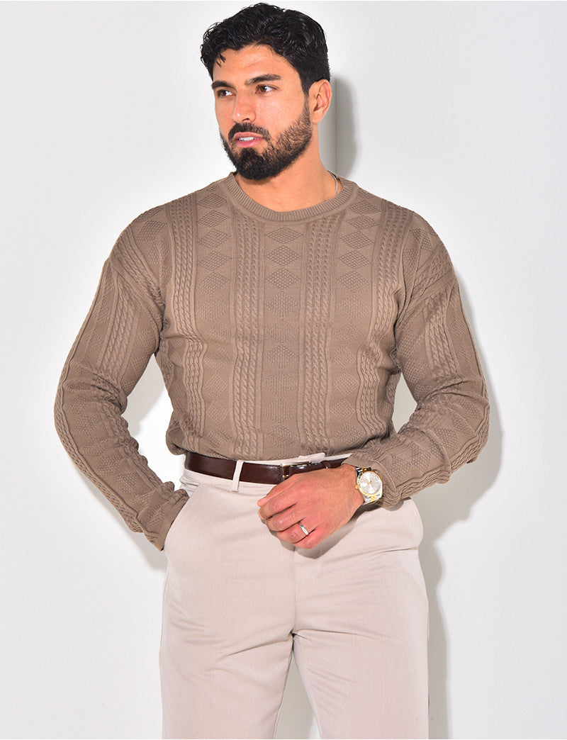Pull fin en laine à motifs