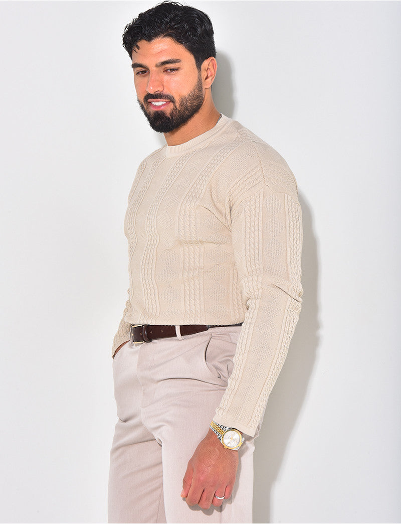Pull fin en laine à motifs