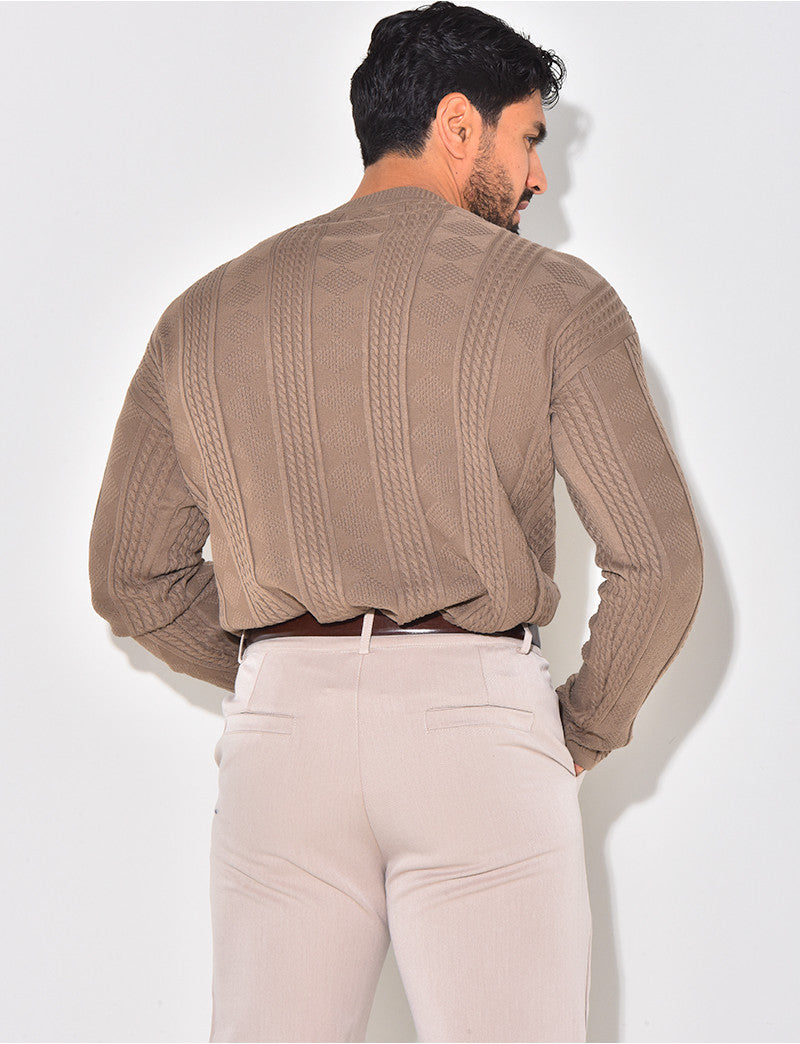 Pull fin en laine à motifs