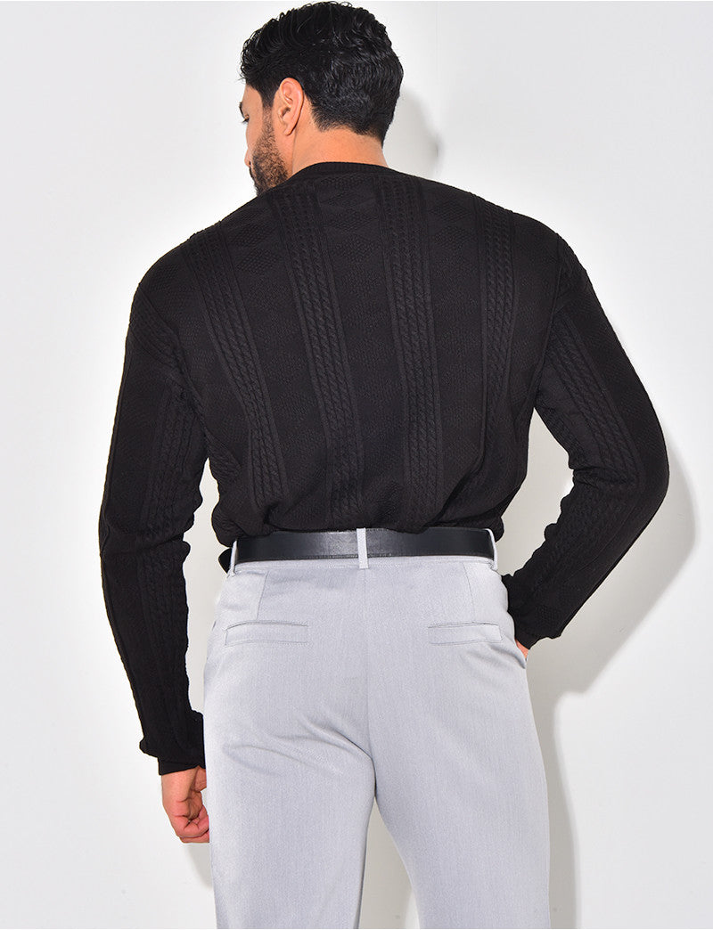Pull fin en laine à motifs