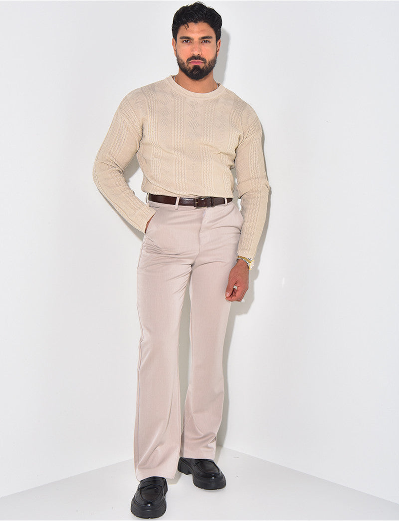 Pull fin en laine à motifs