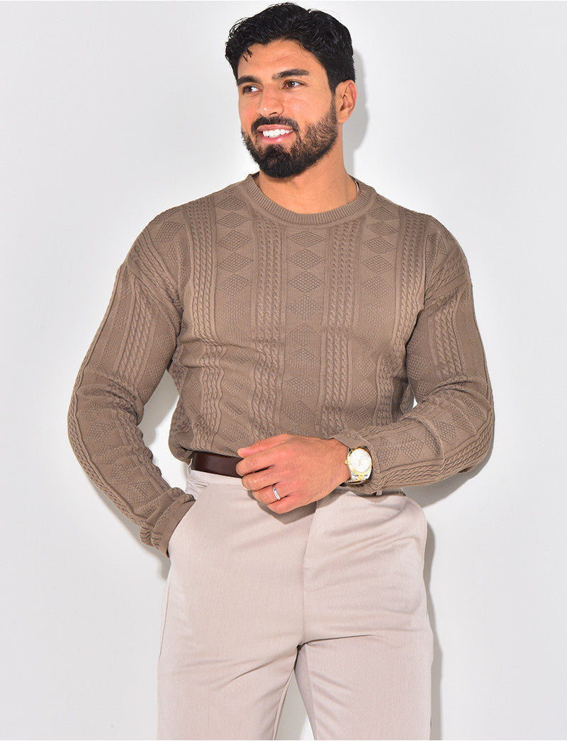 Pull fin en laine à motifs