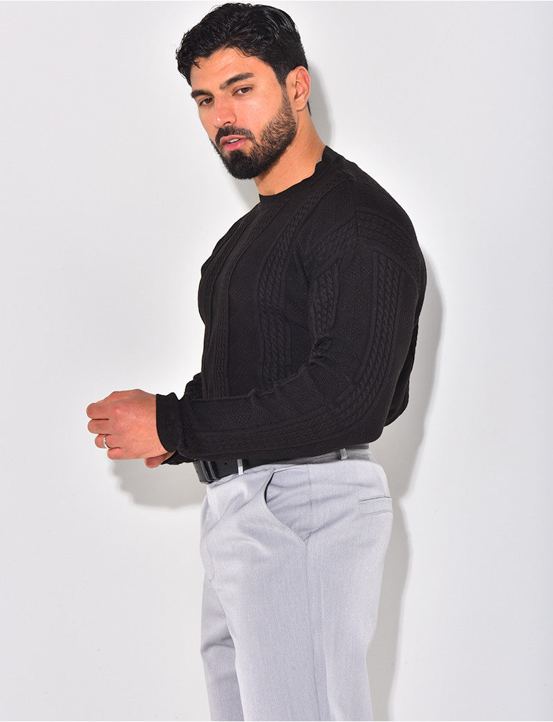 Pull fin en laine à motifs